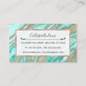 Goldene Sequin-Glitzer Aquamariner Smoky-Marmor Visitenkarte (Rückseite)