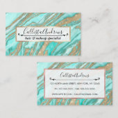 Goldene Sequin-Glitzer Aquamariner Smoky-Marmor Visitenkarte (Vorne/Hinten)