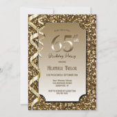 Goldene Sequins 65. Geburtstagsparty Einladung (Vorderseite)