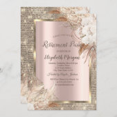 Goldene Sequins Rahmen,Rose Gold Boho FloweRetirem Einladung (Vorne/Hinten)