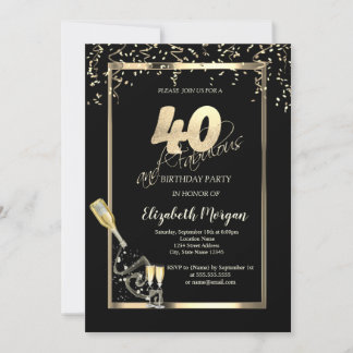 Goldene Sequins, Weinglas Flasche 40. Geburtstag Einladung