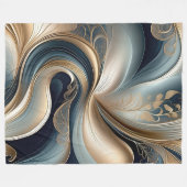 Goldene Serenade - Aquamarine und goldene Abstrakt Fleecedecke (Vorderseite (Horizontal))