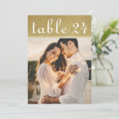 Goldene Shimmer Hochzeitsstimmung Foto Tischnummer (Stehend Vorderseite)