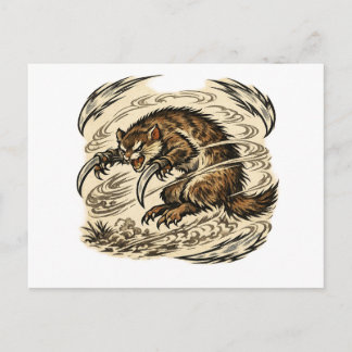 Goldene Sichel Kamaitachi-Geisterpostkarte Postkarte