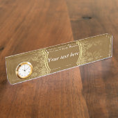 Goldene Siegelnamenanzeige mit Uhr Namensplakette (Seite)