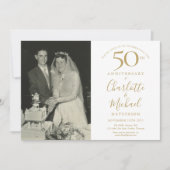 Goldene Signatur 50. Hochzeitstag Foto Einladung (Vorderseite)