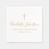 Goldene Signatur Drehbuch Erste Heilige Kommune Serviette (Vorderseite)