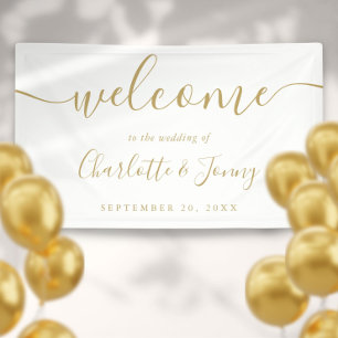 Goldene Signature-Script-Hochzeits-Willkommensbann Banner