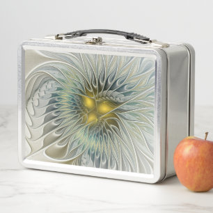 Goldene Silber-Blumen-Fantasie abstrakte Fraktal-K Metall Brotdose