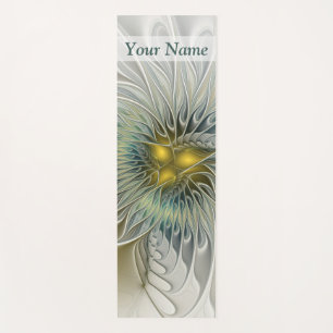 Goldene Silberblumen-Fantasie-Abstraktes Fraktal N Yogamatte