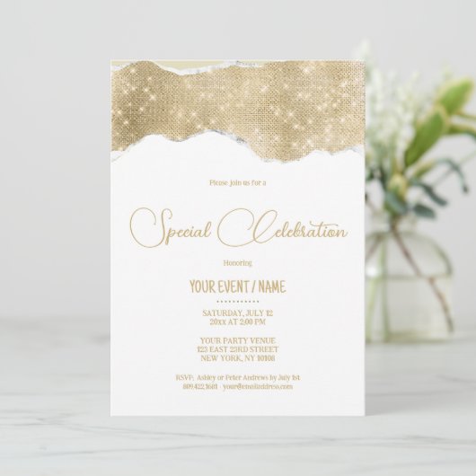 Goldene Silbermedaille Glitzer Special Event Einladung (Stehend Vorderseite)