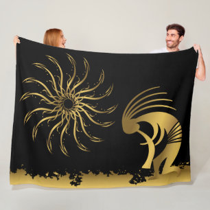 Goldene Silhouette Kokopelli-Fleece-Decke Fleecedecke