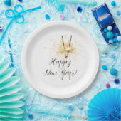 Goldene Silvester- und Neujahrsfeier-Funkenschnee Pappteller (Party)