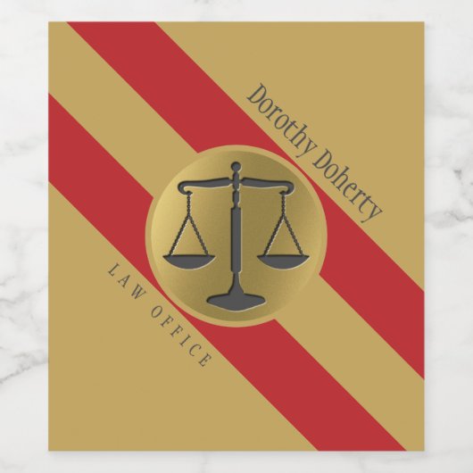 Goldene Skala der Gerechtigkeit | Rechtsanwalt Weinetikett (Einzelnes Label)