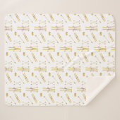 Goldene Skier und Polen | Heckskiermuster Sherpadecke (Vorderseite (Horizontal))
