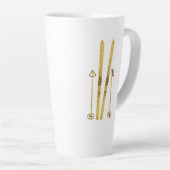Goldene Skier und Polen | Retro Ski Illustration Milchtasse (Rechte Ecke)