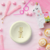 Goldene Skier und Polen | Retro Ski Illustration Pappteller (Party)