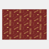 Goldene Skier und Polen | Urlaubsmuster Skigebiet Geschenkpapier Set (Vorderseite 3)