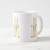 Goldene Skier und Polen | Vintage Skizze Jumbo-Tasse (Vorderseite Rechts)