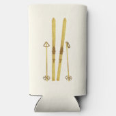 Goldene Skier und Polen | Vintager Skicreme Selters Dosenkühler (Rückseite)