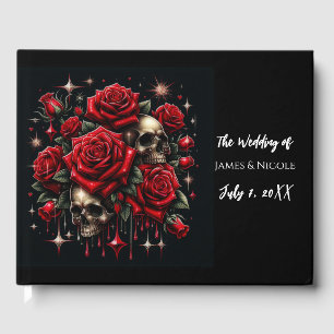 Goldene Skulle und Rote Rosen Sparkle Gotische Hoc Gästebuch