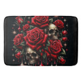Goldene Skulls & Rote Rosen Sparkle Gotische Glamo Badematte (Vorderseite)