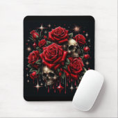 Goldene Skulls & Rote Rosen Sparkle Gotische Glamo Mousepad (Mit Mouse)