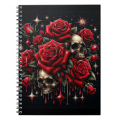 Goldene Skulls & Rote Rosen Sparkle Gotische Glamo Notizblock (Vorderseite)