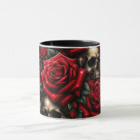 Goldene Skulls & Rote Rosen Sparkle Gotische Glamo