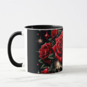 Goldene Skulls & Rote Rosen Sparkle Gotische Glamo Tasse (Links)