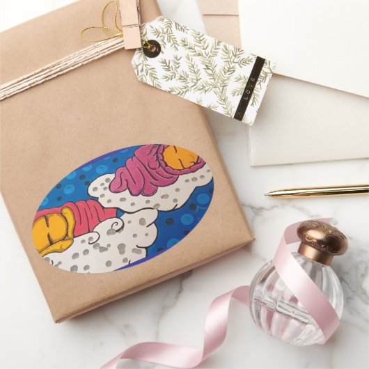 Goldene Slumme Ovaler Aufkleber (Schenken)