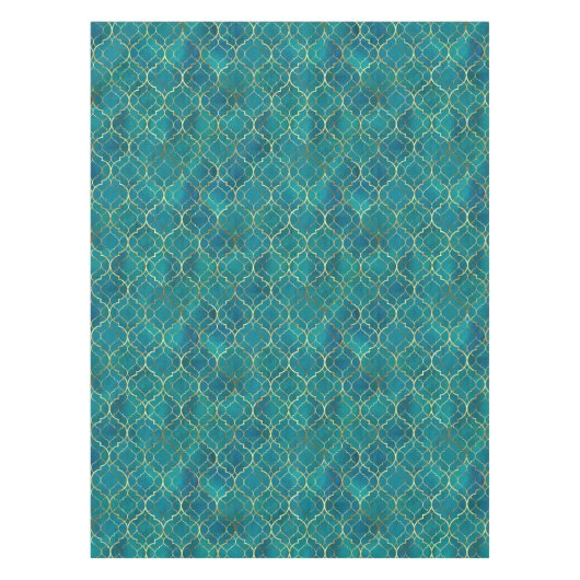 Goldene Smaragd-Geometrie Tischdecke (Vorderseite)