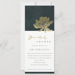 GOLDENE SMARAGDGRÜNE LOTUS BLUMEN HOCHZEITSBRUNFT EINLADUNG