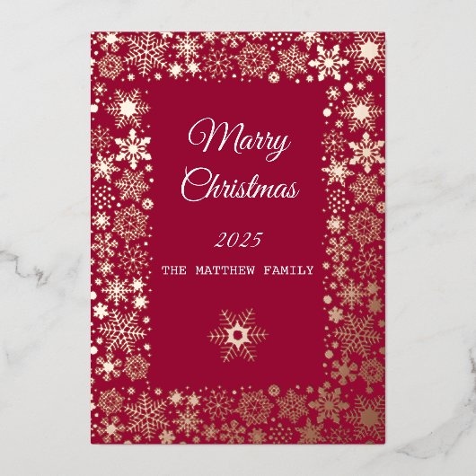 Goldene Snowflags-Bilderbuchkarte Folieneinladung (Vorderseite)