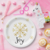 Goldene Snowflake Elegantes Schwarzes Weihnachten Pappteller (Party)