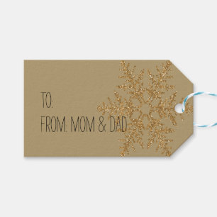 Goldene Snowflake Glitzer Bling Geschenkanhänger