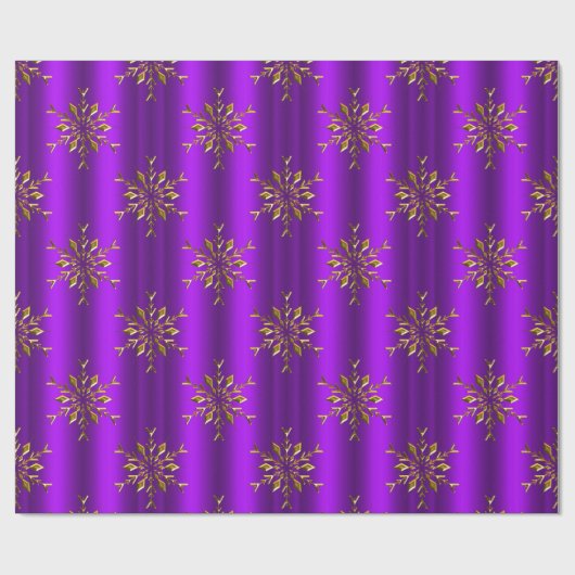 Goldene Snowflake-Stars zu Lila Weihnachten Geschenkpapier (Flach)