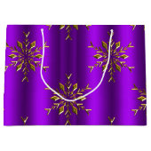 Goldene Snowflake-Stars zu Lila Weihnachten Große Geschenktüte (Vorderseite)