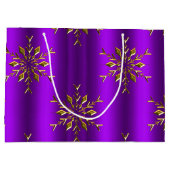 Goldene Snowflake-Stars zu Lila Weihnachten Große Geschenktüte (Rückseite)