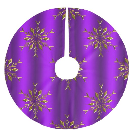 Goldene Snowflake-Stars zu Lila Weihnachten Polyester Weihnachtsbaumdecke (Vorderseite)