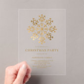 Goldene Snowflake Weihnachtsfeier Acryleinladungen (Insitu (Handheld))