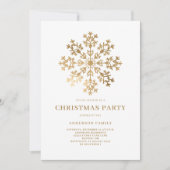 Goldene Snowflake Weihnachtsfeier Einladung (Vorderseite)