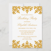 Goldene Snowflake WinterGeburtstagsparty Einladung (Vorderseite)