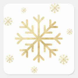 Goldene Snowflakes Feiertag Hübsch Weihnachten Quadratischer Aufkleber