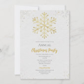 Goldene Snowflakes Weihnachtsfeier Einladung (Vorderseite)