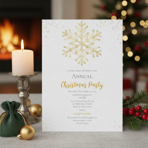 Goldene Snowflakes Weihnachtsfeier Einladung