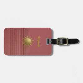 Goldene Sonne auf der Rose Rosa Gepäckmarke Gepäckanhänger