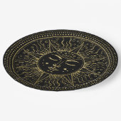 Goldene Sonne | Elegantes goldenes Gesicht mit Aug Pappteller (Schrägansicht)