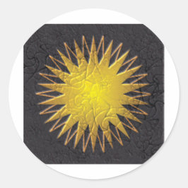 Goldene Sonne Runder Aufkleber