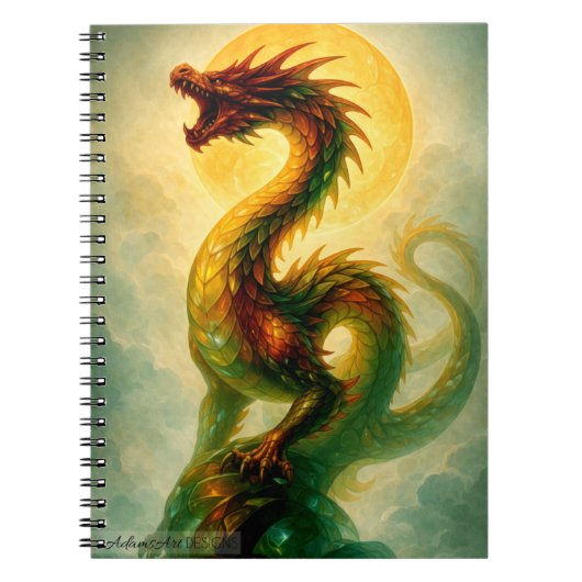 Goldene Sonne Schlangendrachen Fantasy Kunst Notizblock (Vorderseite)